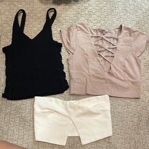3 crop, tube, tank tops. XS, S Charlotte Russe, silence & Noise